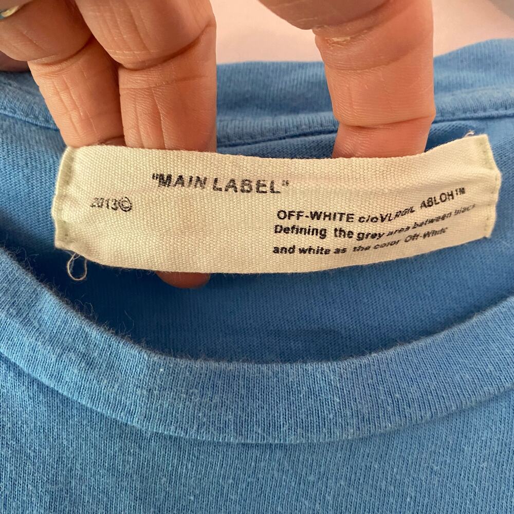 "Main Label" Off-White Blue Move Faster! Tom Jerry Short Sleeve Tee Men Large - Picture 3 of 12